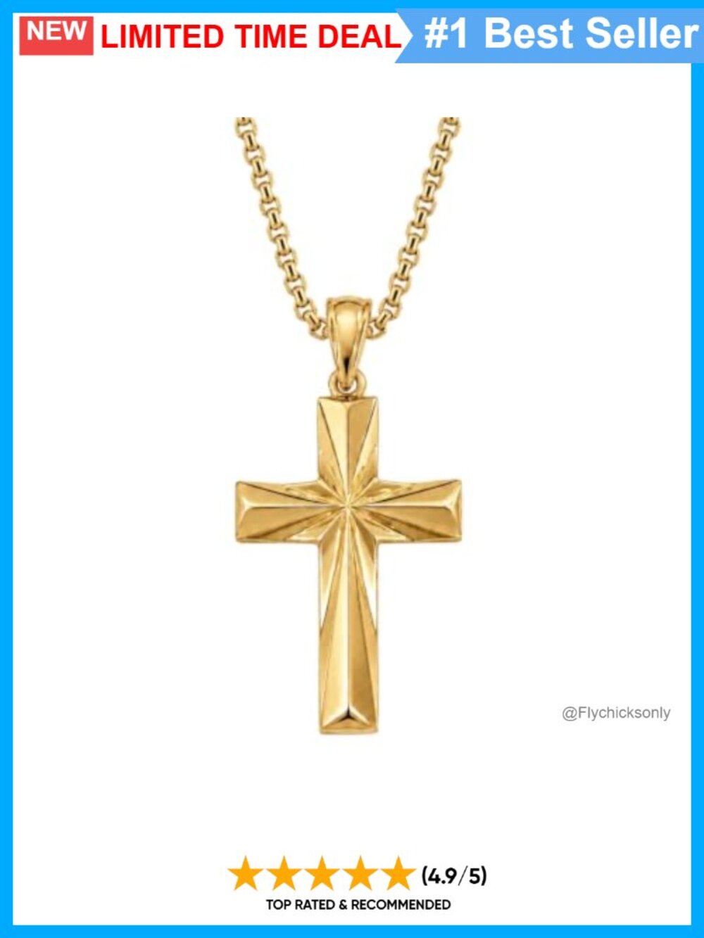 14K Gold Plated Cross Necklace Pendant Christian Faith Jewelry Gift